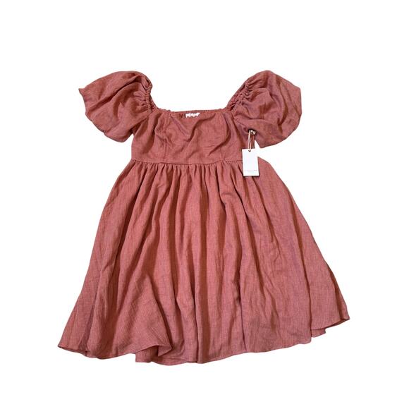 Collective Story Dresses & Skirts - Collective Story Puff Sleeve Babydoll Minidress pink women’s  sz medium
